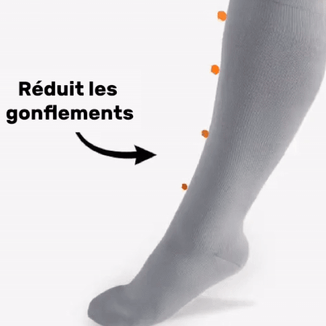 Medical compression socks rated 20 to 30 mmHg in black, white and beige, worn up to the knee