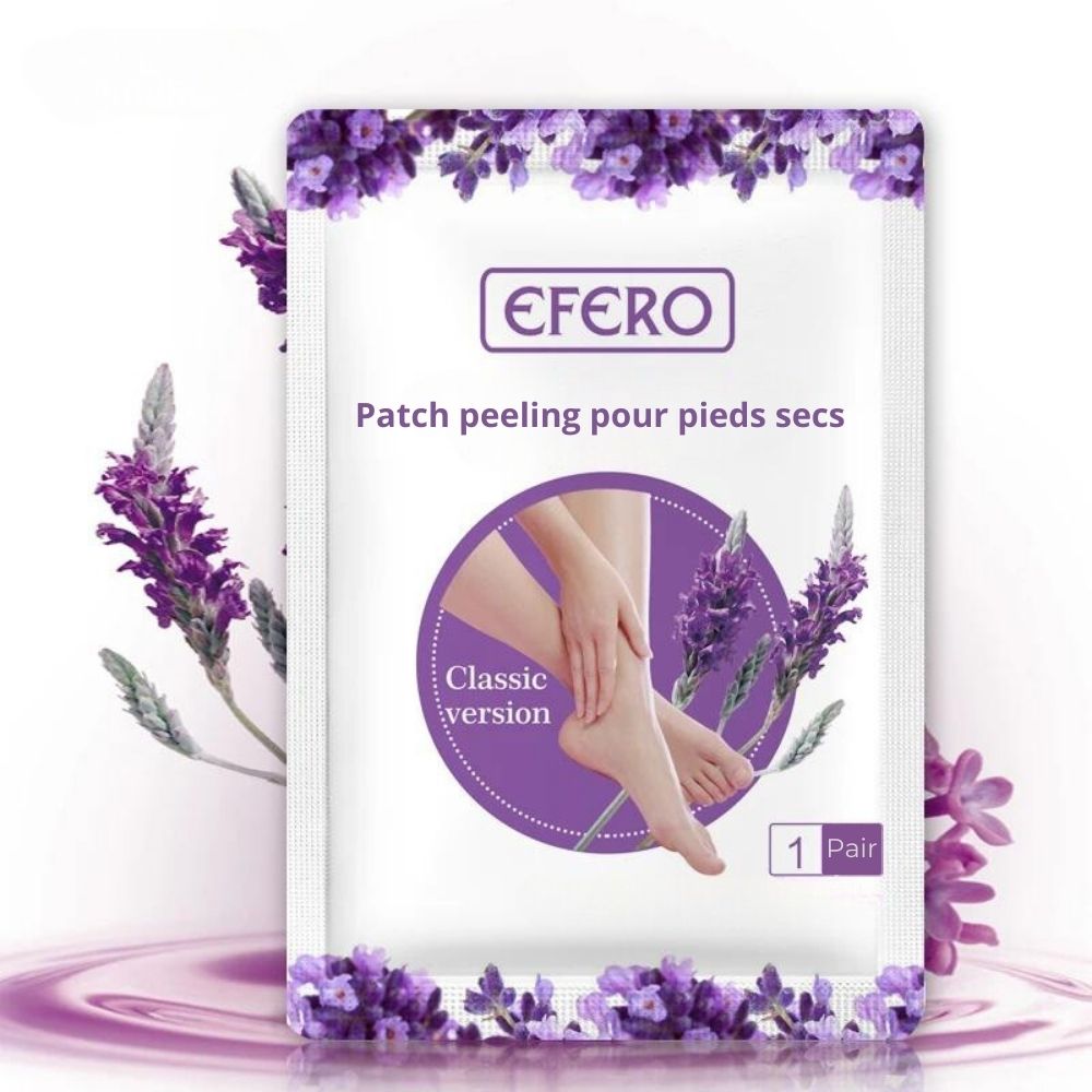Peeling foot mask in booties pulled over dry feet to soften hard skin