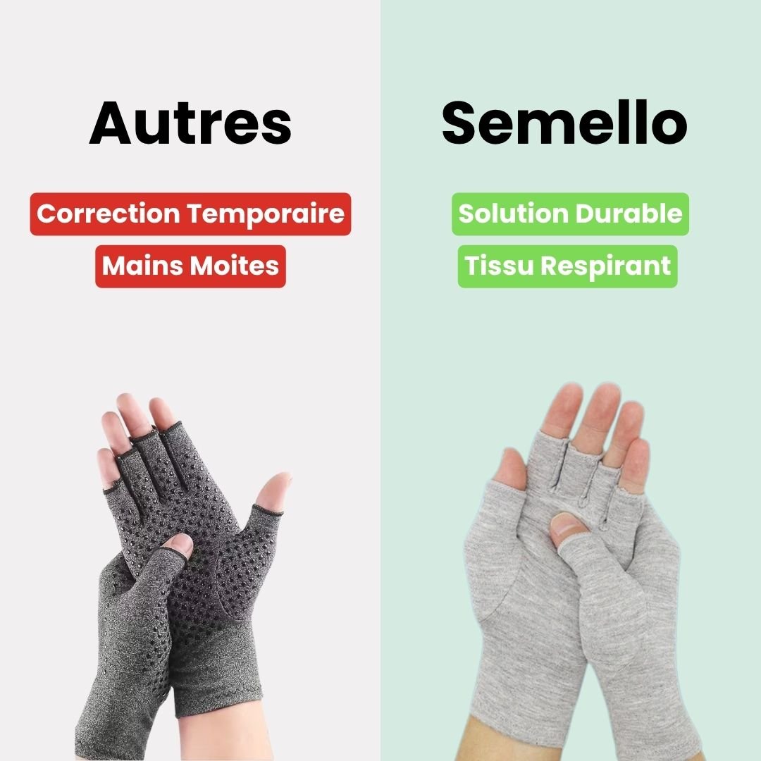 Fingerless compression gloves worn over the hands for arthritis relief