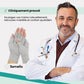 Fingerless compression gloves worn over the hands for arthritis relief
