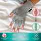 Fingerless compression gloves worn over the hands for arthritis relief