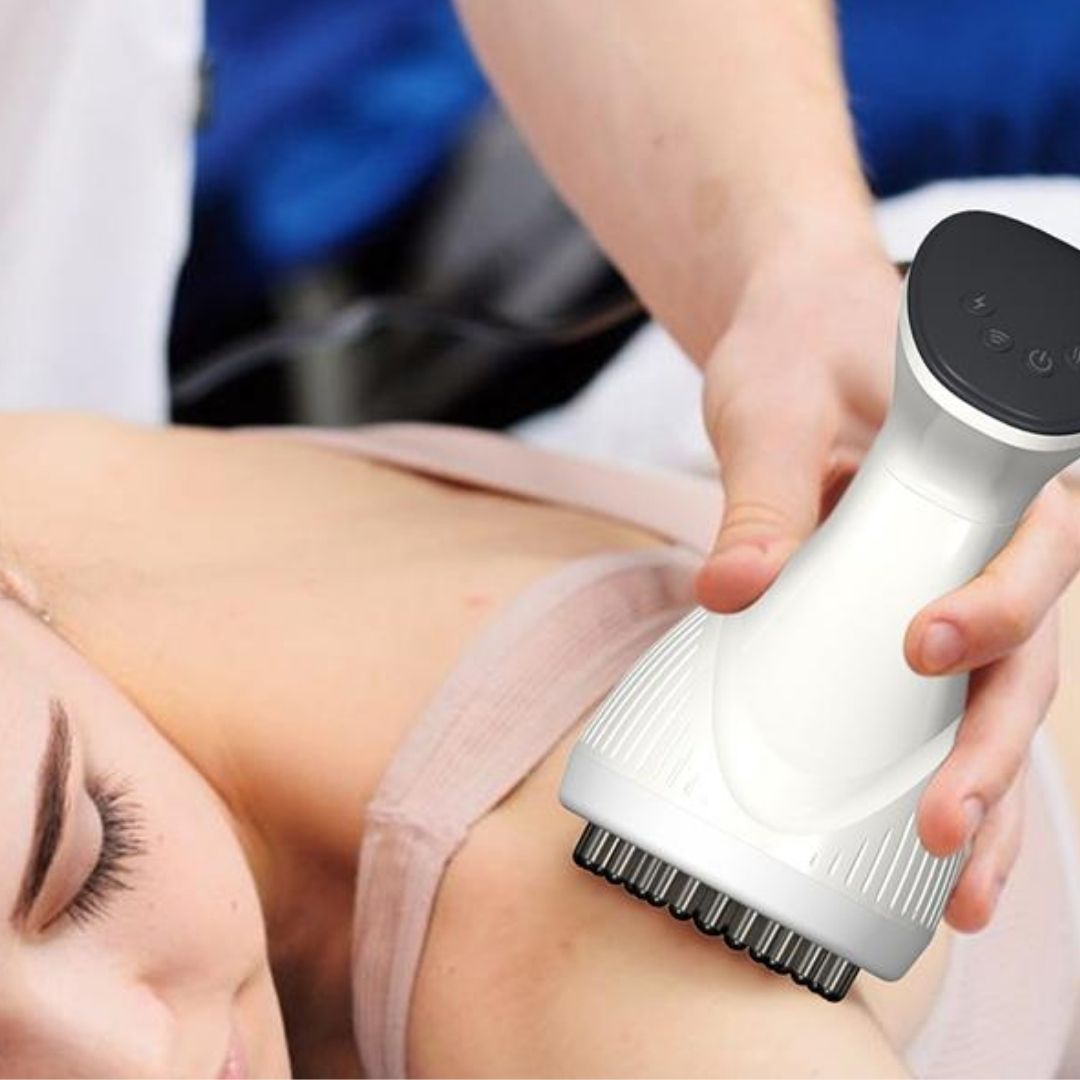 Electric foot massager with a broad platform where both feet rest flat