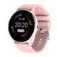 Fitness smartwatch with a square touchscreen and a silicone band worn on the wrist