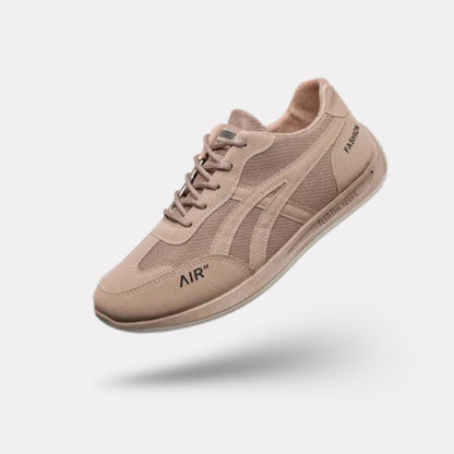 Men's orthopedic sneakers with a cushioned midsole, in beige, dark gray and green
