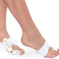 Rigid adjustable splint strapped around the foot to realign the big toe overnight