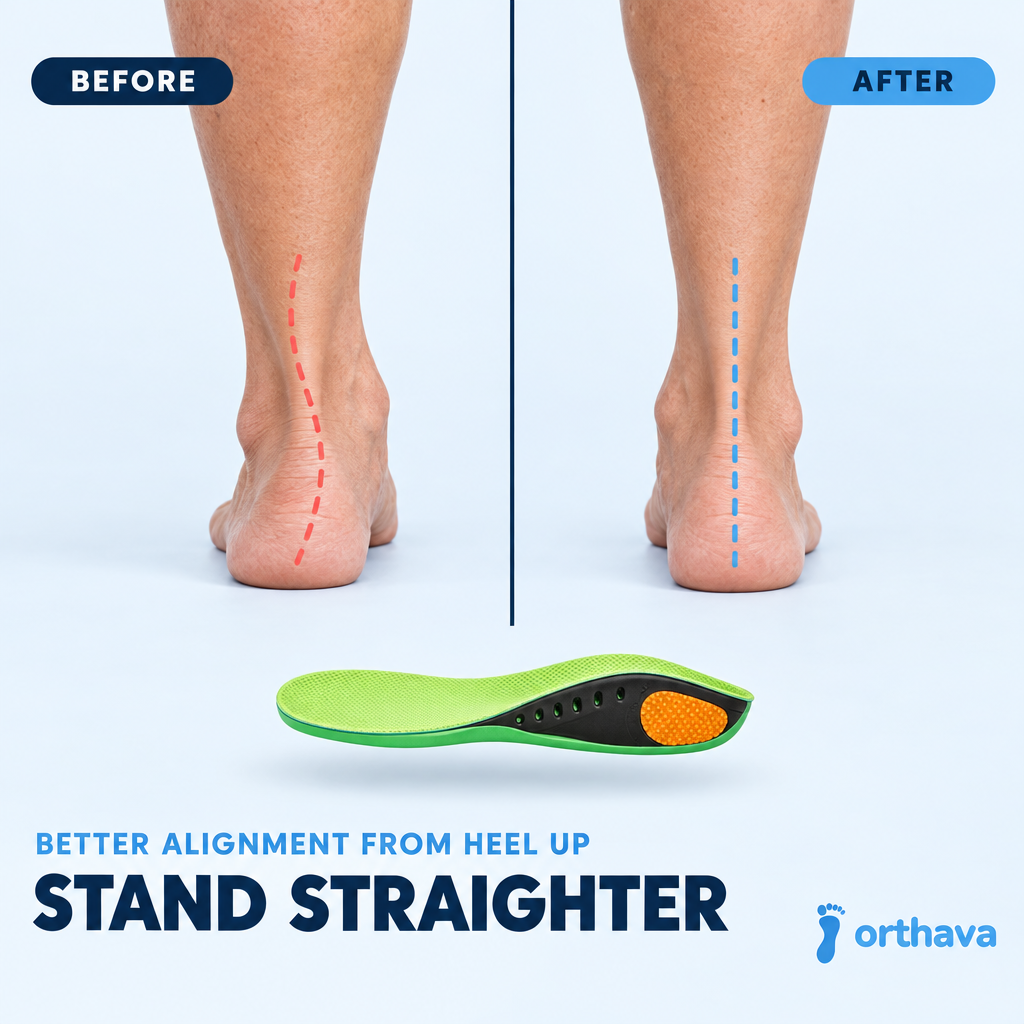 Before and after: heel alignment with the insole