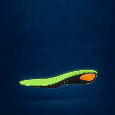 Foot stepping onto the orthopedic insole