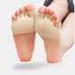 Soft silicone separator worn between all five toes, in nude or clear black