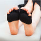Soft silicone separator worn between all five toes, in nude or clear black