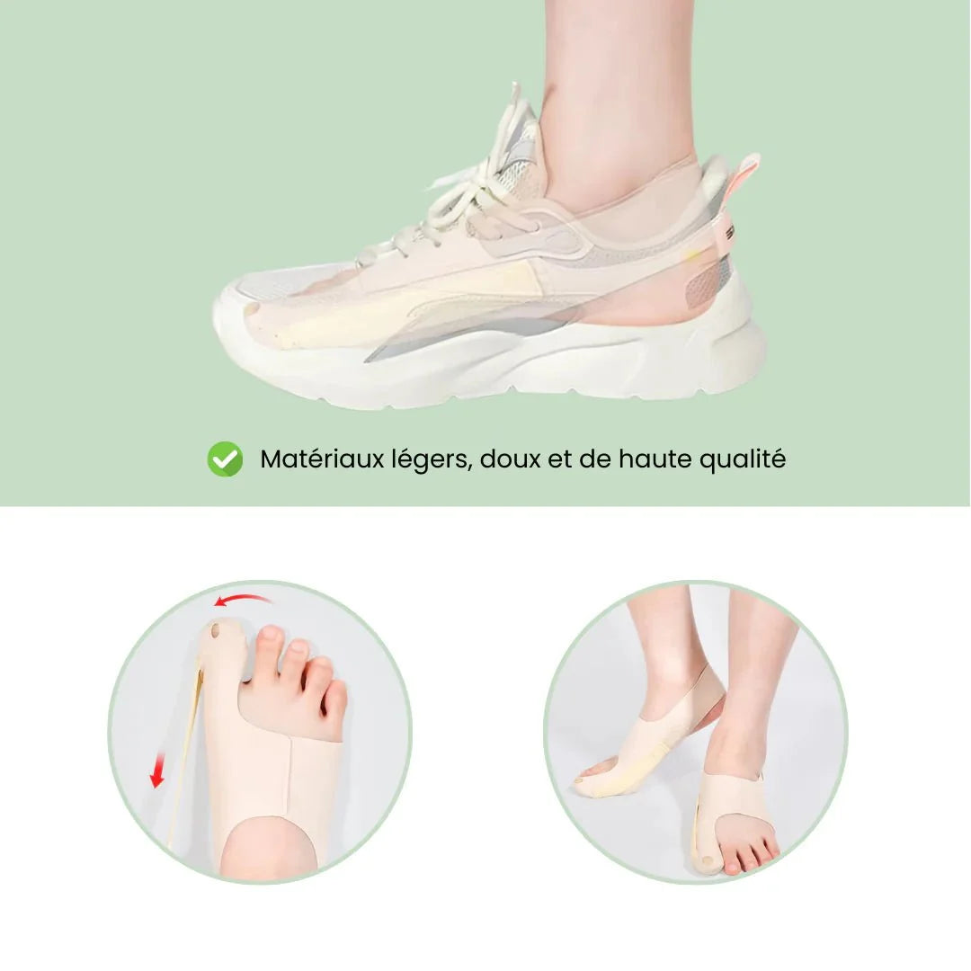 Ultra-thin bunion correction sock worn under the big toe joint inside any shoe