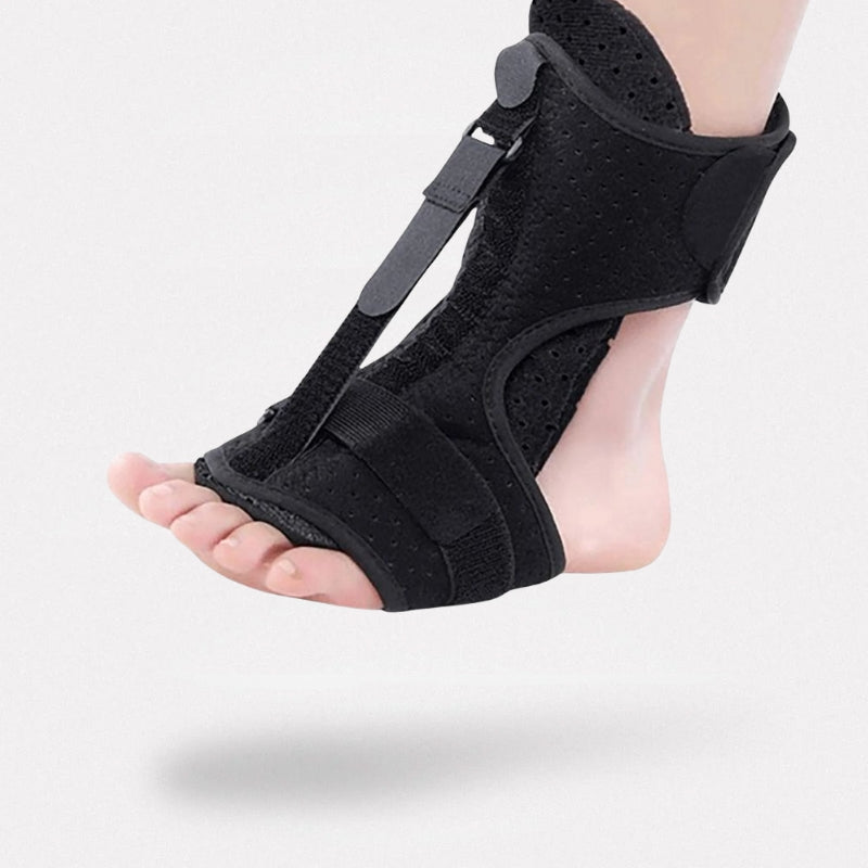 Adjustable night splint worn on the foot and calf to stretch the plantar fascia during sleep