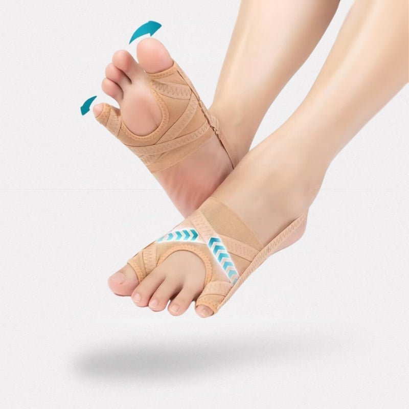 Silicone corrector cupping the big toe and the little toe bunion at once