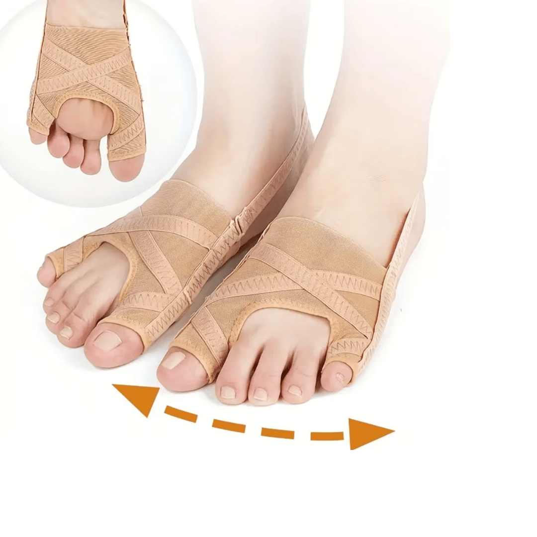 Silicone corrector cupping the big toe and the little toe bunion at once