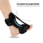 Adjustable night splint worn on the foot and calf to stretch the plantar fascia during sleep