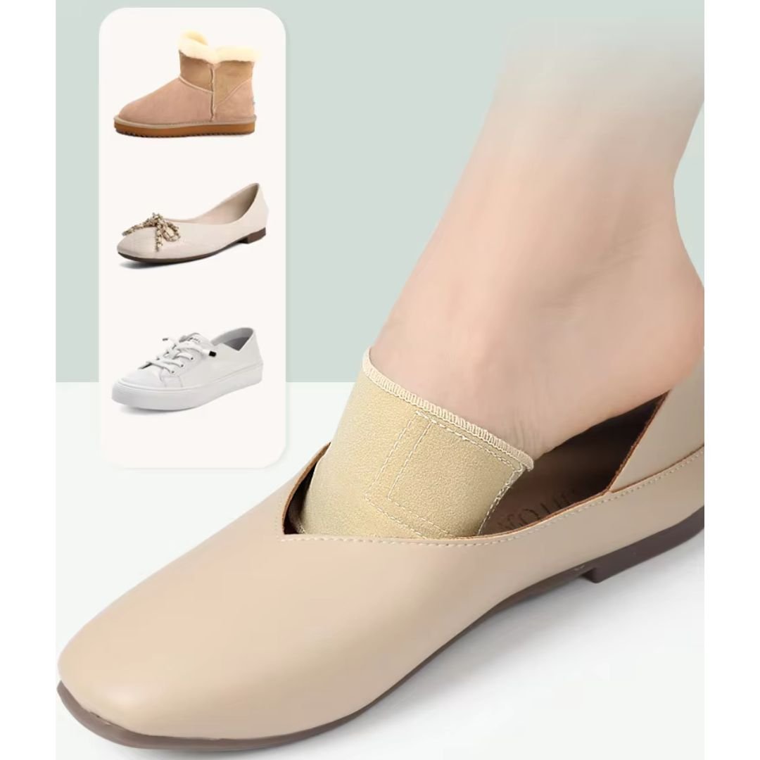 Hypoallergenic bunion corrector in nude or clear black, worn over the big toe joint