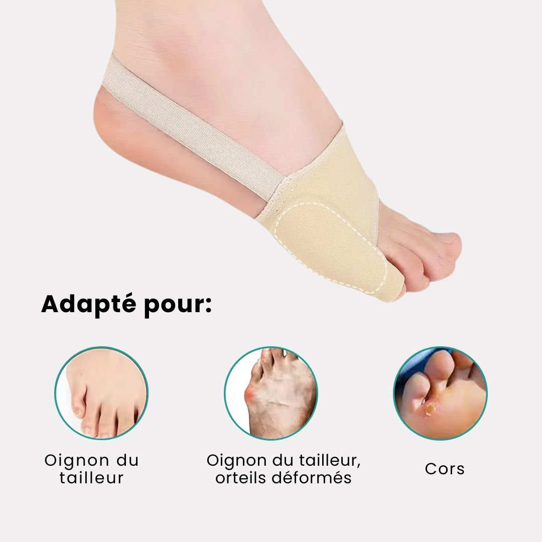 Small silicone sleeve slipped over the little toe to cushion rubbing