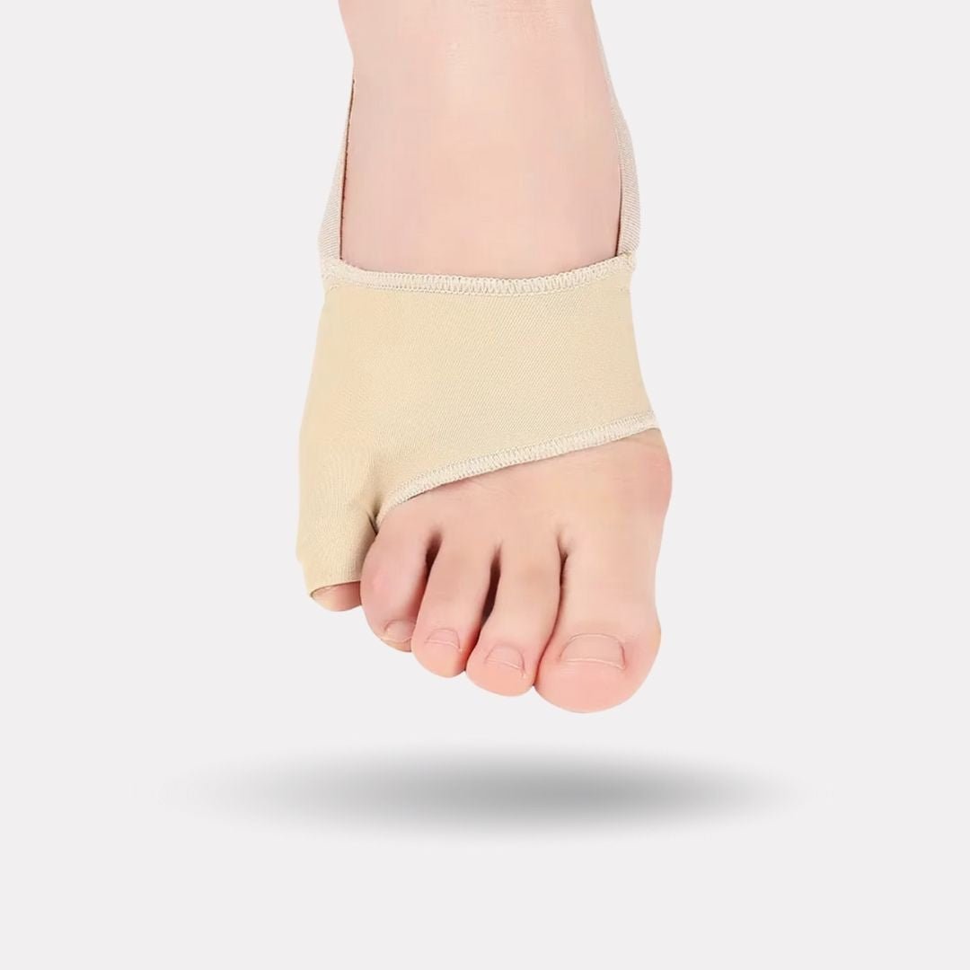 Small silicone sleeve slipped over the little toe to cushion rubbing