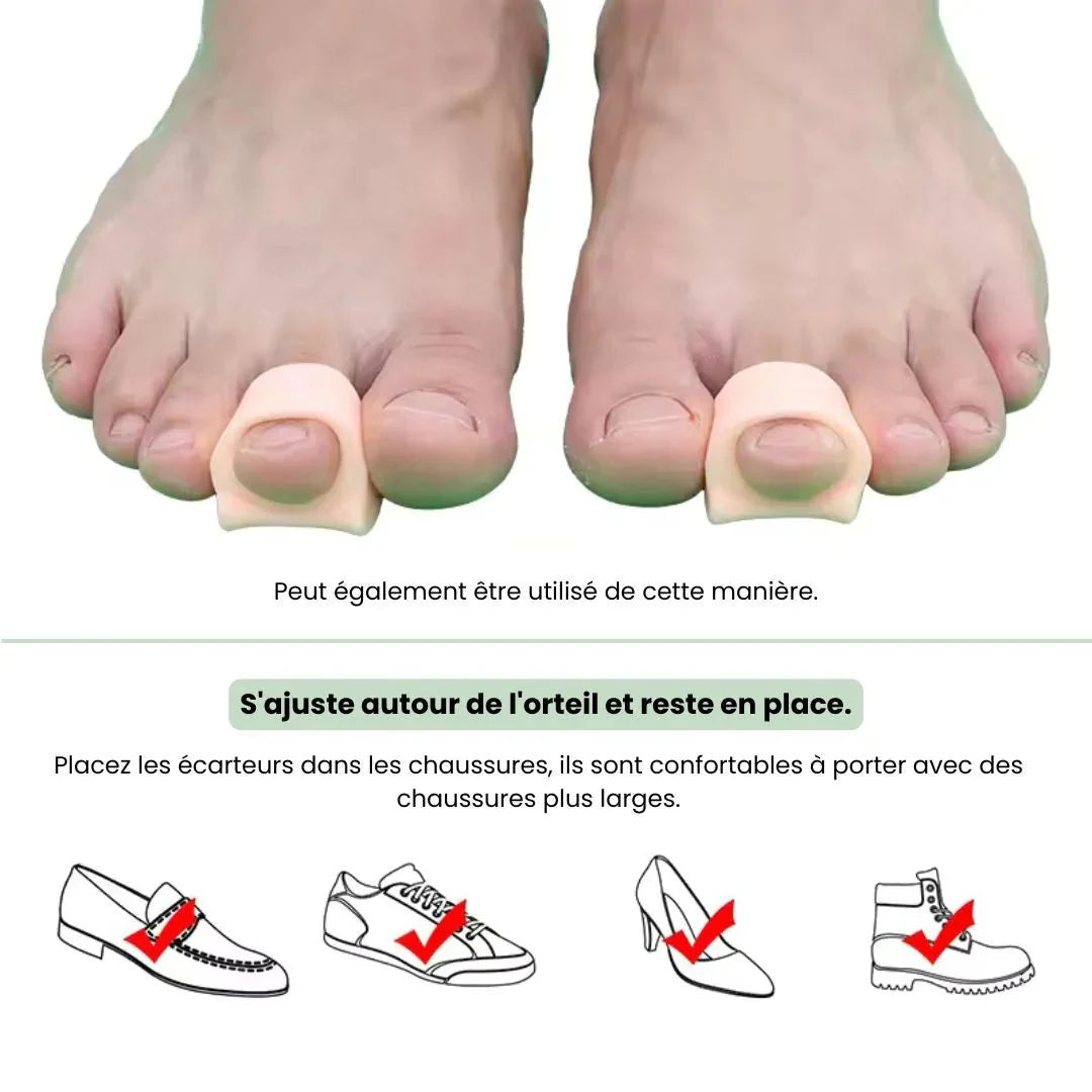 Adjustable claw toe corrector that straightens the curled toe inside the shoe