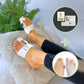 Adjustable bunion corrector strapped around the forefoot to draw the big toe straight