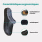 Clog-style winter slippers with a lined interior, in black, pink, blue, white and orange