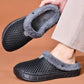 Clog-style winter slippers with a lined interior, in black, pink, blue, white and orange