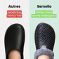 Clog-style winter slippers with a lined interior, in black, pink, blue, white and orange
