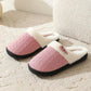 Pink orthopedic winter slippers with a closed back and contoured arch support