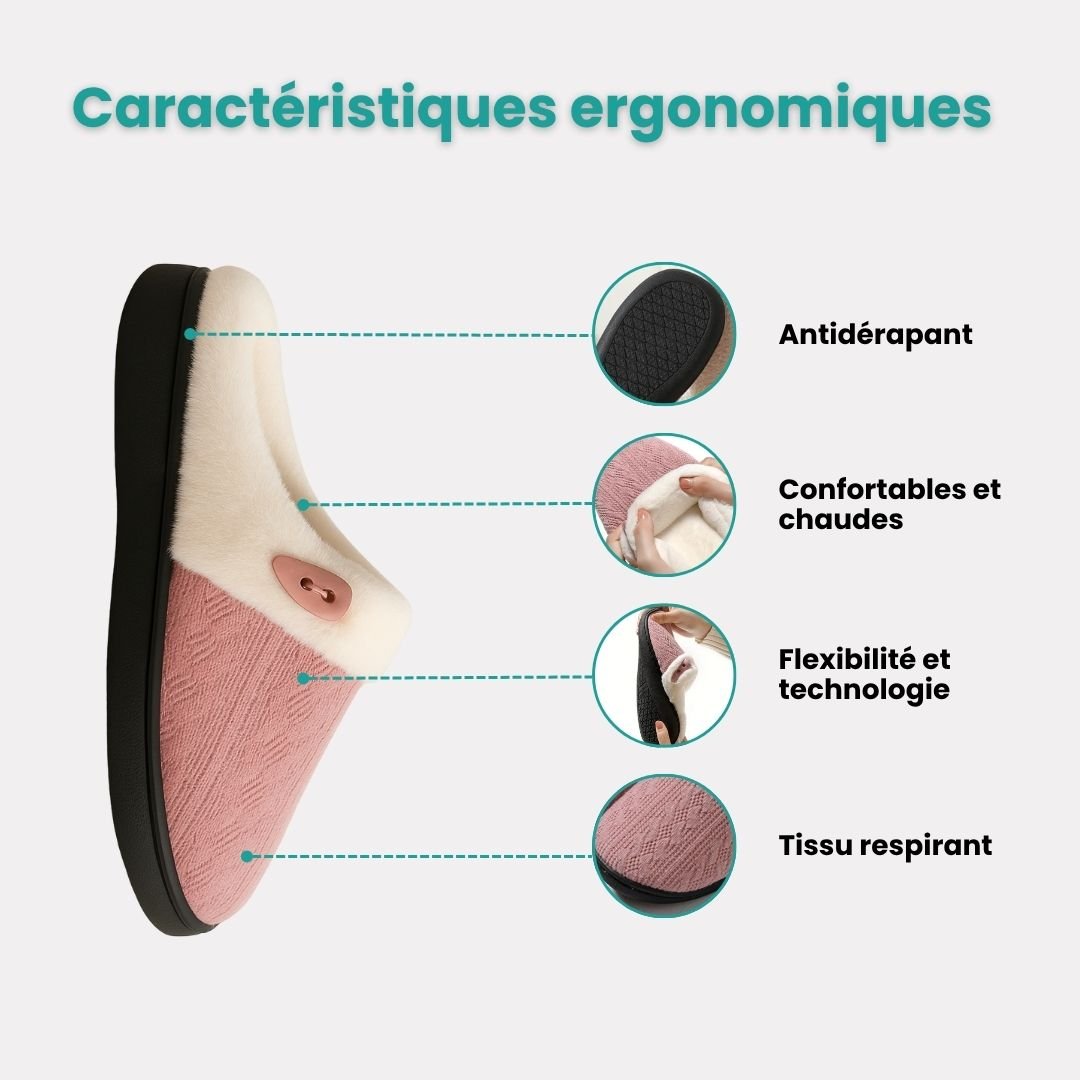 Pink orthopedic winter slippers with a closed back and contoured arch support