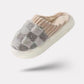 Lined orthopedic slippers with a thick contoured footbed, in pink, green, caramel and gray