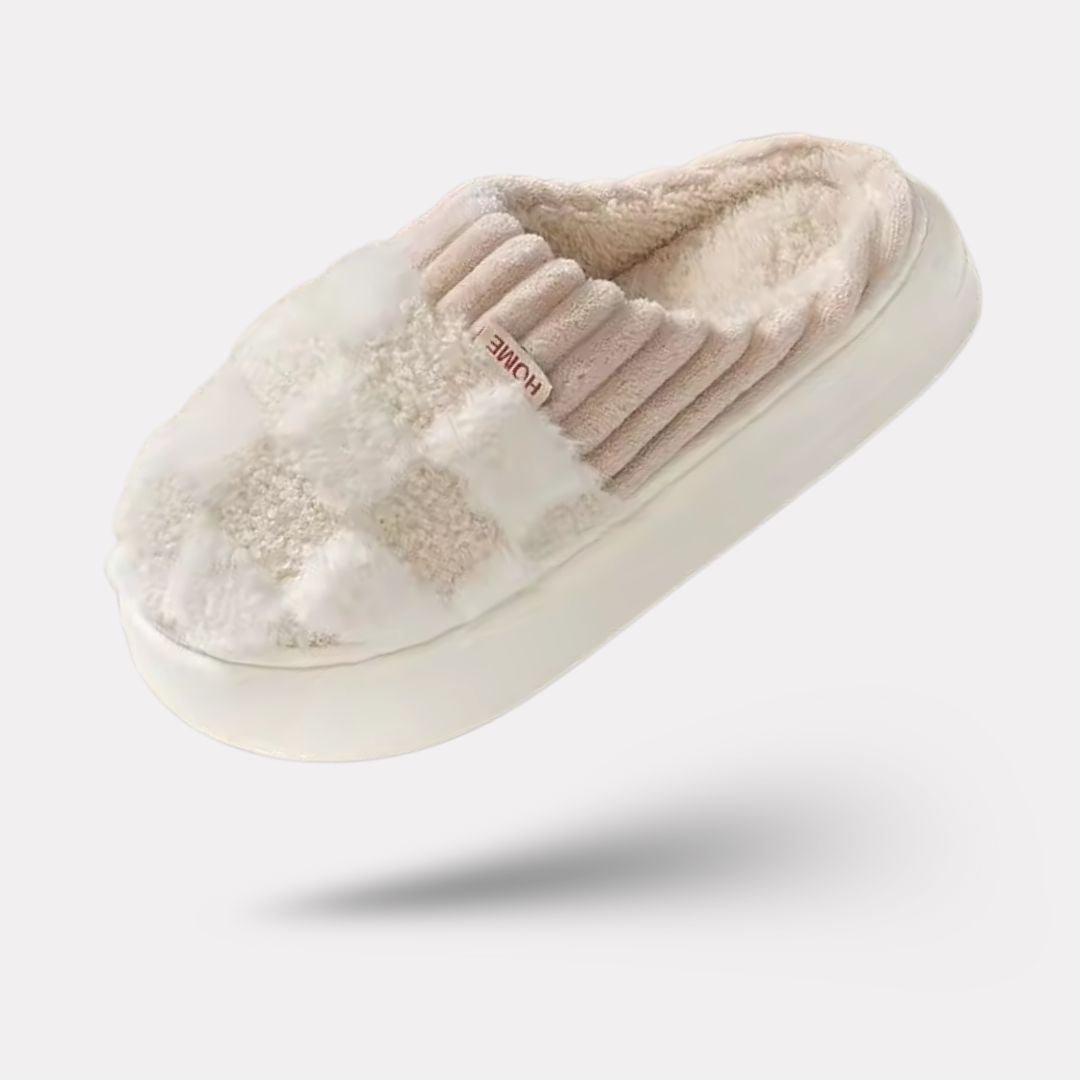 Lined orthopedic slippers with a thick contoured footbed, in pink, green, caramel and gray