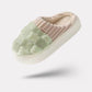 Lined orthopedic slippers with a thick contoured footbed, in pink, green, caramel and gray
