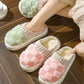Lined orthopedic slippers with a thick contoured footbed, in pink, green, caramel and gray