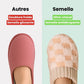 Lined orthopedic slippers with a thick contoured footbed, in pink, green, caramel and gray