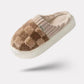 Lined orthopedic slippers with a thick contoured footbed, in pink, green, caramel and gray