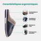Leather orthopedic slippers with an open back, in blue, black, pink, caramel and red