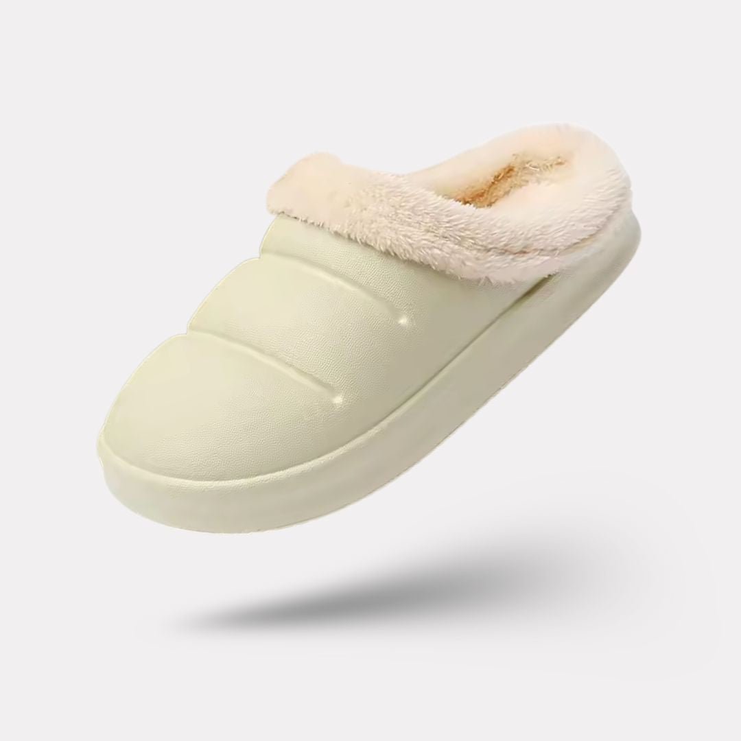 Waterproof orthopedic slippers with a molded one-piece sole, in light green, black, blue and pink