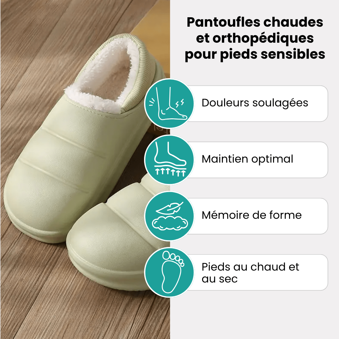 Waterproof orthopedic slippers with a molded one-piece sole, in light green, black, blue and pink