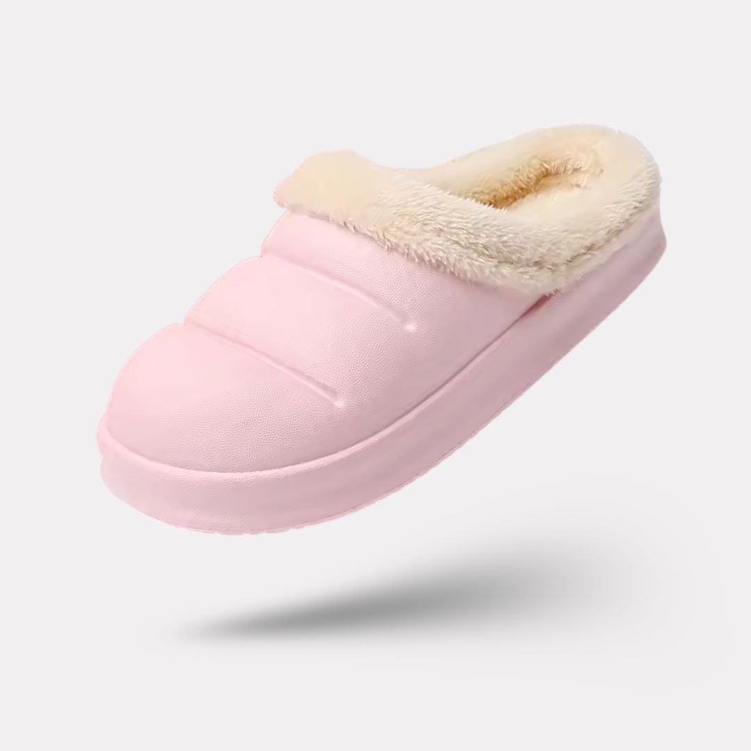 Waterproof orthopedic slippers with a molded one-piece sole, in light green, black, blue and pink