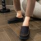 Men's warm slippers with a soft lining and closed heel, in black, gray and khaki
