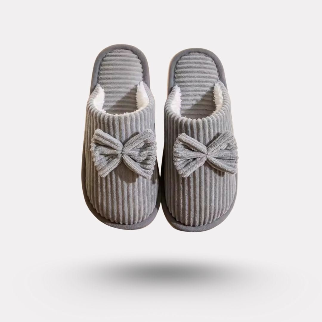 Warm soft-lined winter house slippers in beige, pink, gray and black