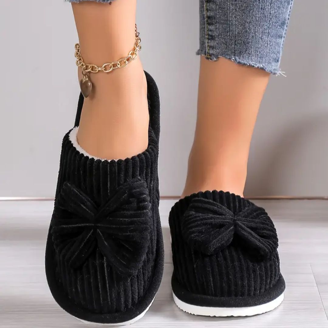 Warm soft-lined winter house slippers in beige, pink, gray and black