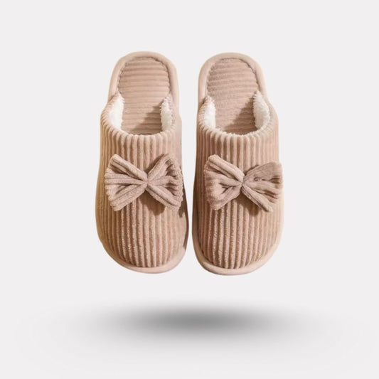 Warm soft-lined winter house slippers in beige, pink, gray and black