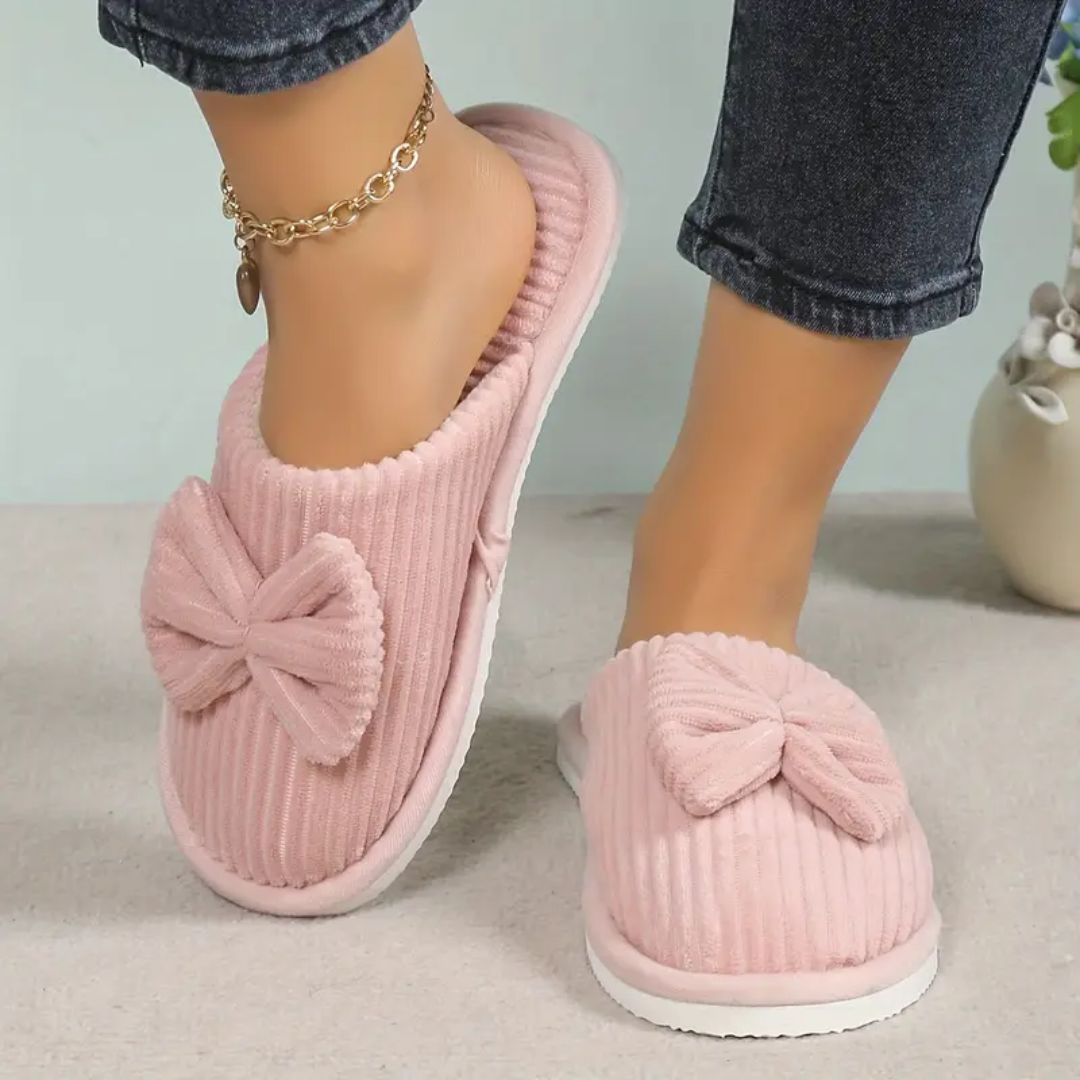 Warm soft-lined winter house slippers in beige, pink, gray and black