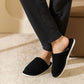 Men's winter slippers with a warm lining and non-slip sole, in gray and black