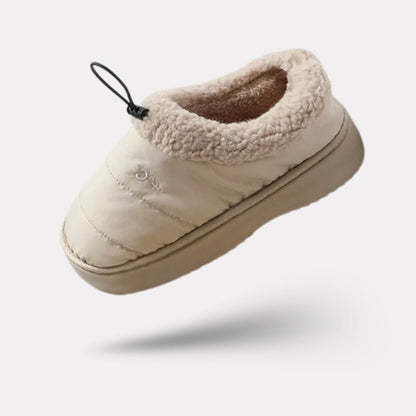 Fluffy cotton slippers with a soft plush lining, in khaki, pink, gray and caramel