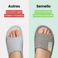 Breathable linen slippers with an open back, in gray, caramel, light gray and orange