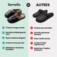Black leather slippers for men in large sizes with an insulated lining