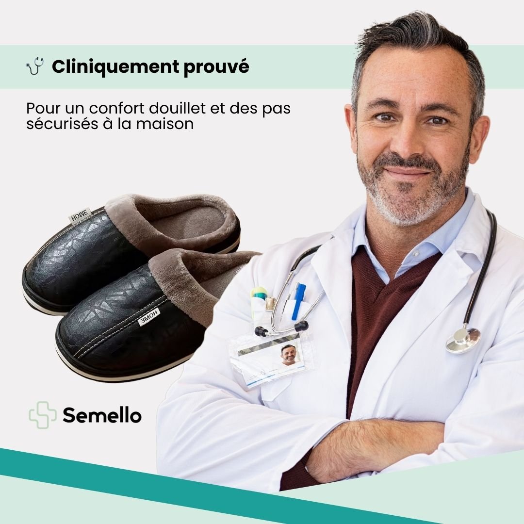 Black leather slippers for men in large sizes with an insulated lining