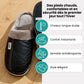 Black leather slippers for men in large sizes with an insulated lining