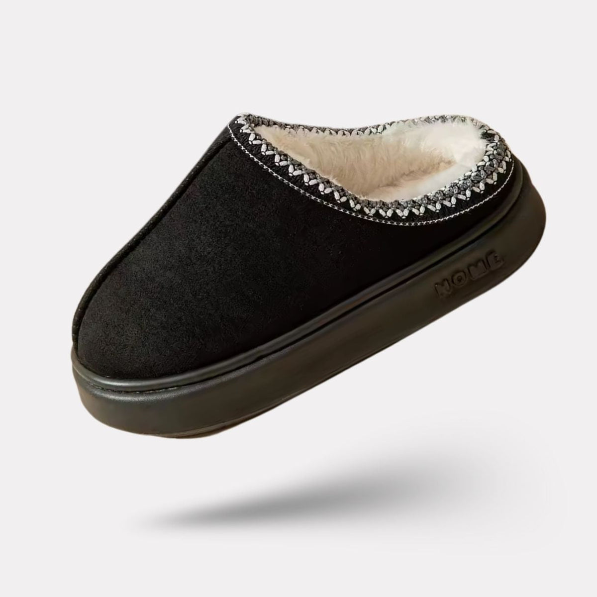 Plush lined orthopedic slippers for cold months, in caramel, khaki, gray and black